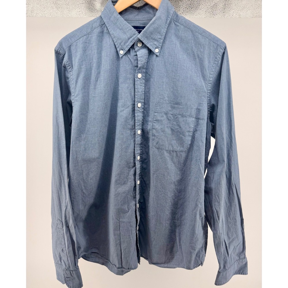 Proper Cloth Mens‎ Blue Chambray Button Down Long Sleeve Shirt 0652